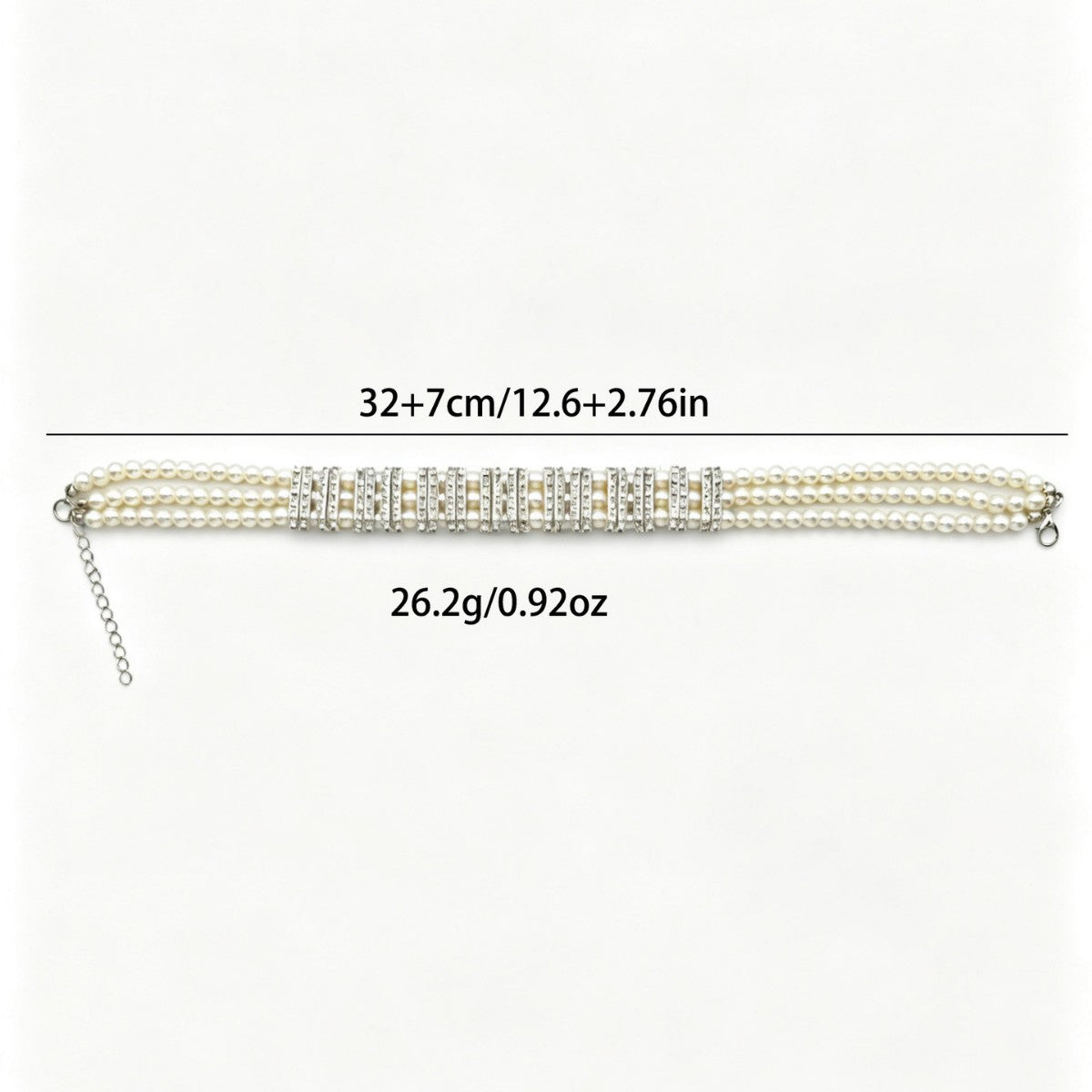Classy Faux Pearl Rhinestone Wide Choker Necklace