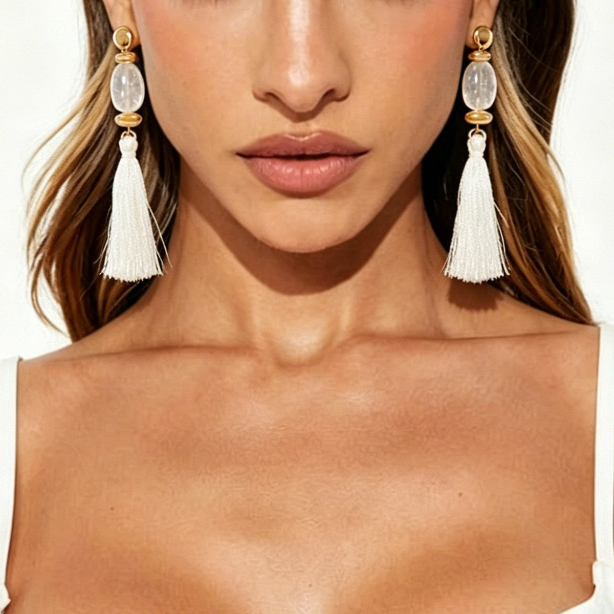 Classy Vintage Amber Resin Tassel Earrings