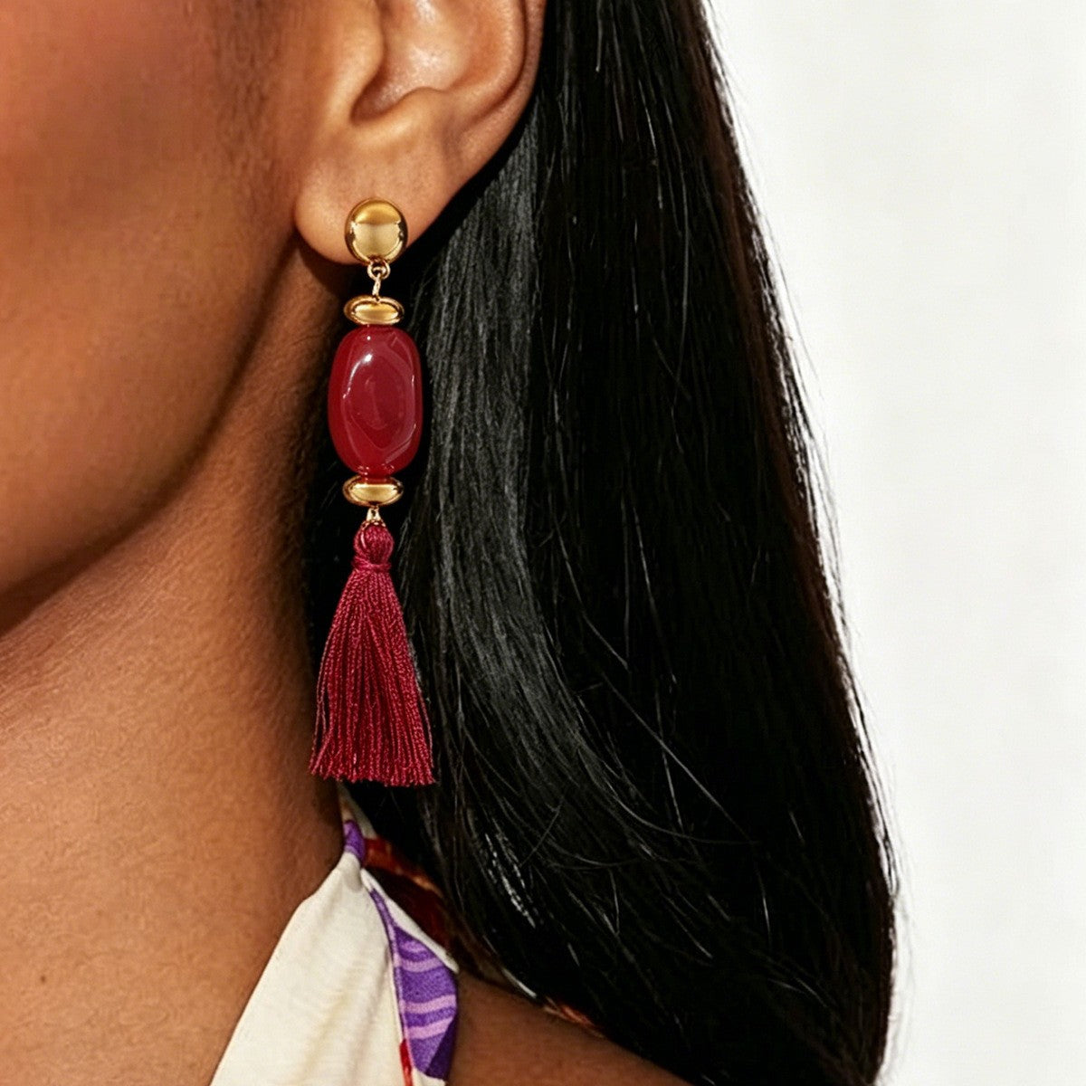 Classy Vintage Amber Resin Tassel Earrings