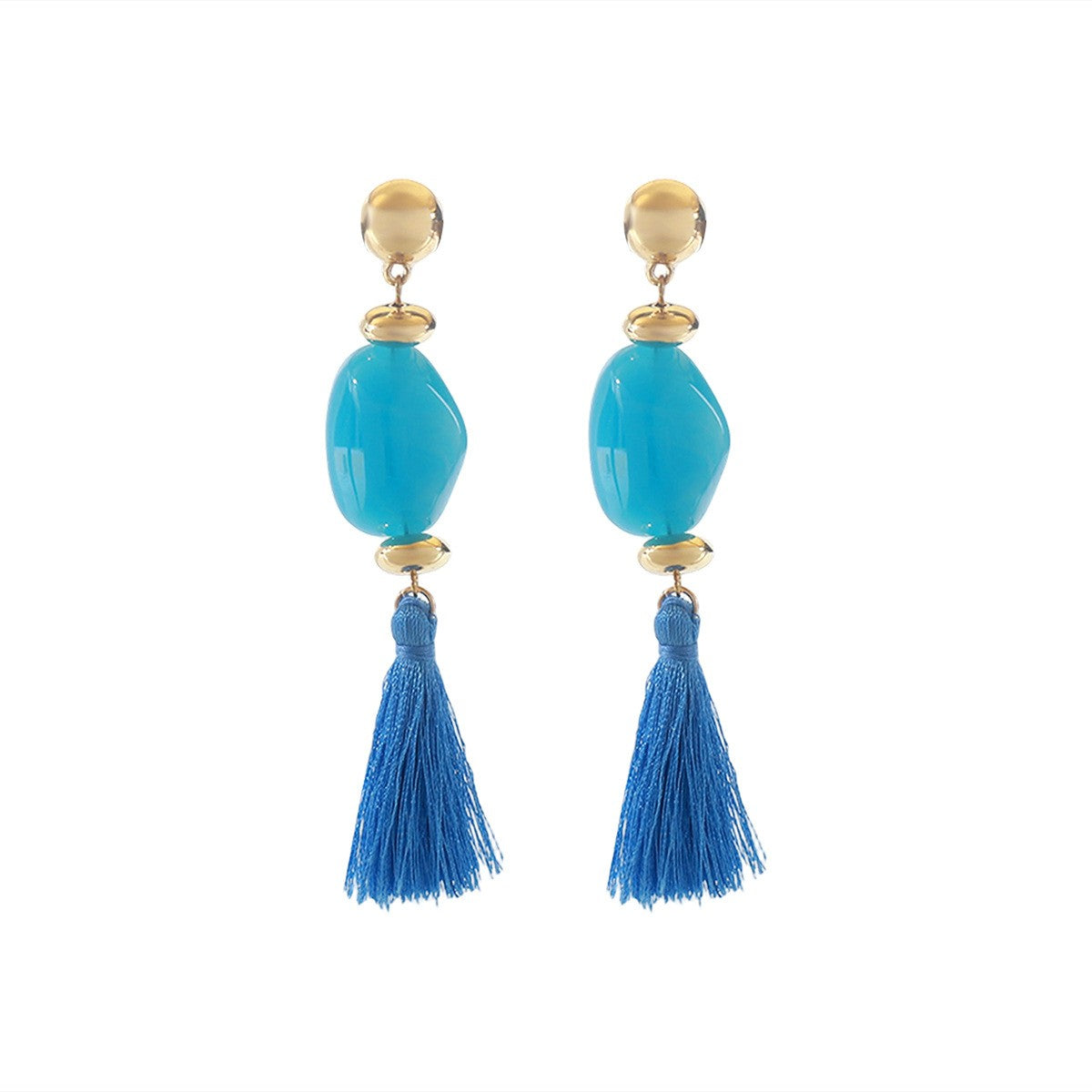 Classy Vintage Amber Resin Tassel Earrings