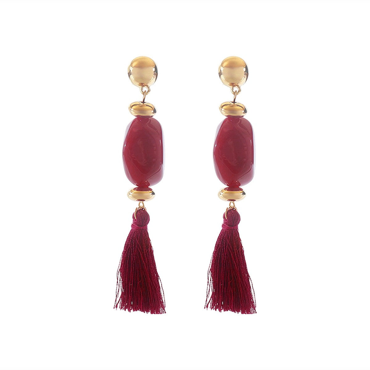 Classy Vintage Amber Resin Tassel Earrings