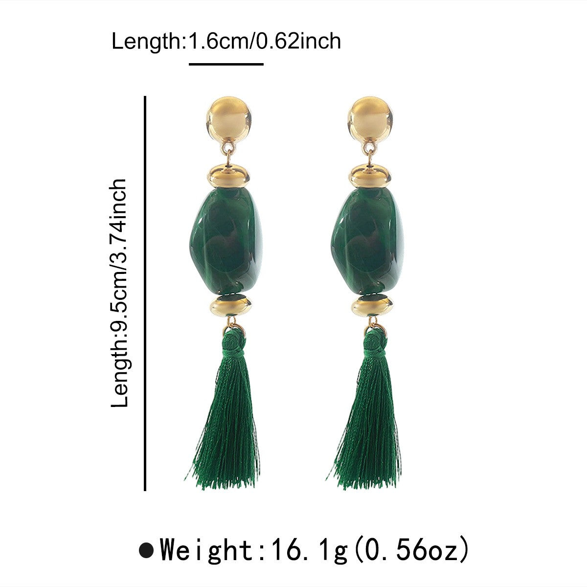Classy Vintage Amber Resin Tassel Earrings
