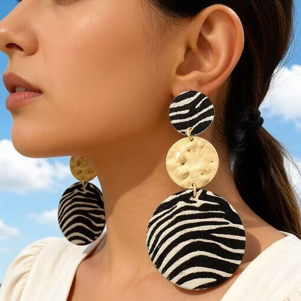 Boho Zebra Print Acrylic Drop Earrings