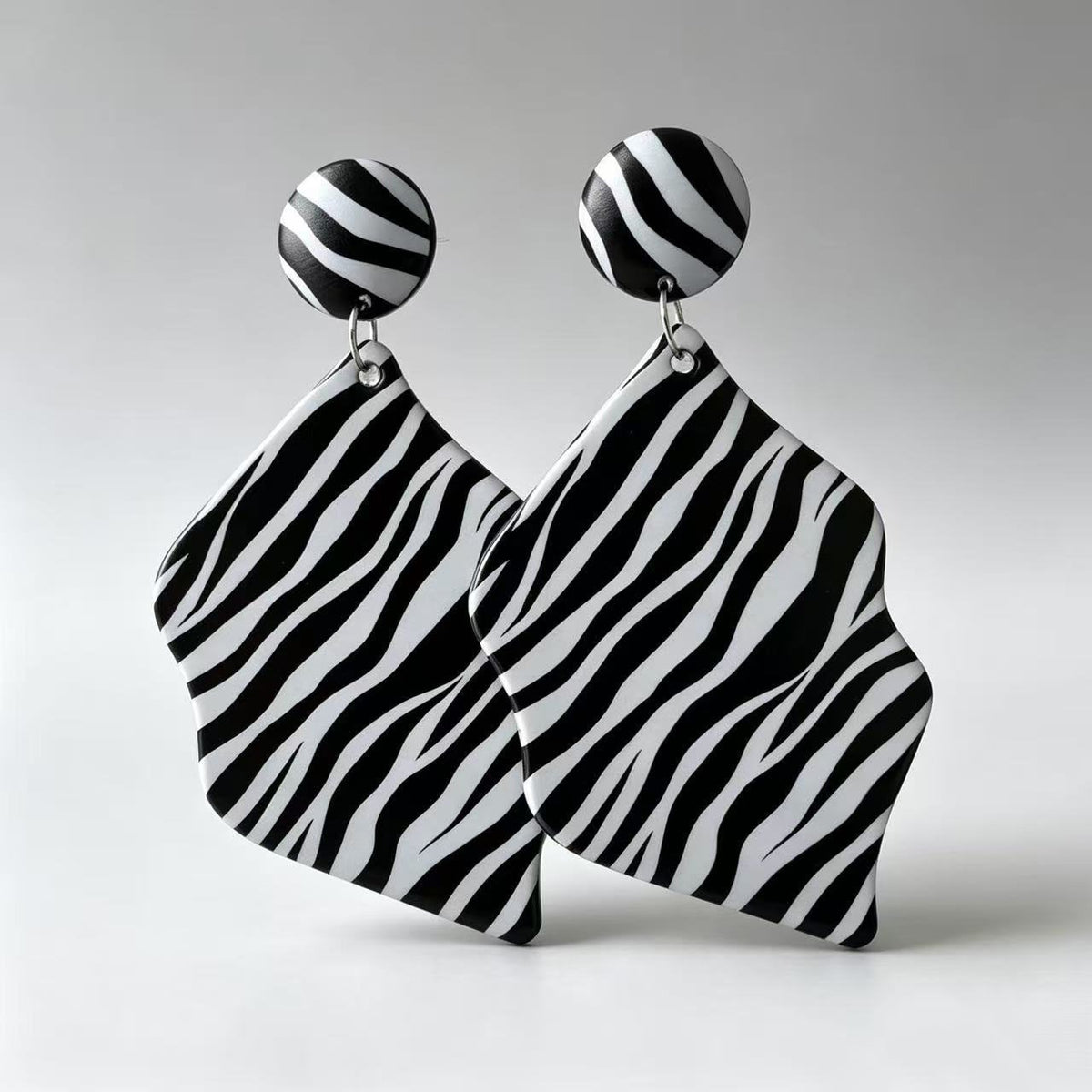 Boho Zebra Print Acrylic Drop Earrings