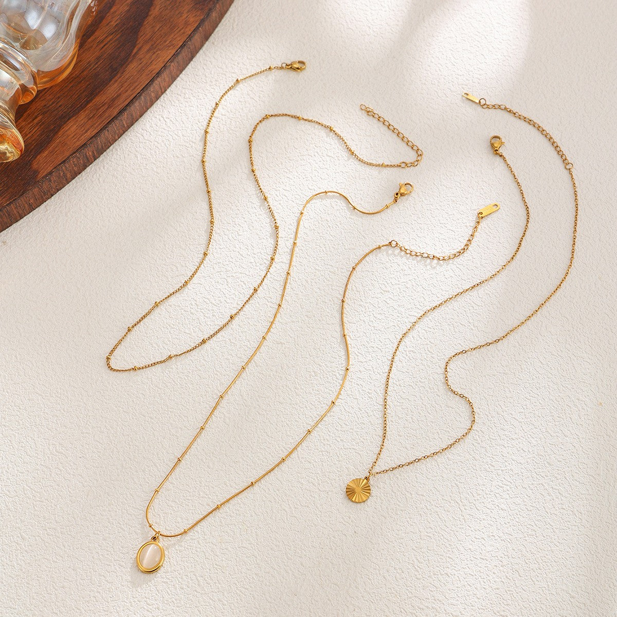 Dainty Cat's Eye Sunburst Pendant Necklace