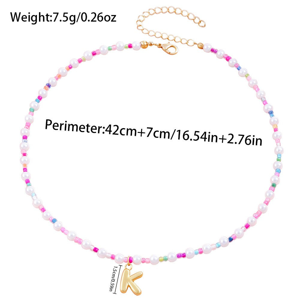 Dainty Pastel Faux Pearl Initial Necklace