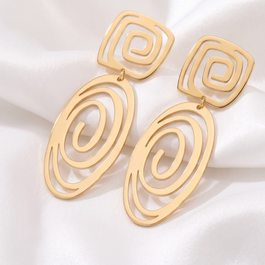 Classy Geometric Spiral Drop Earrings