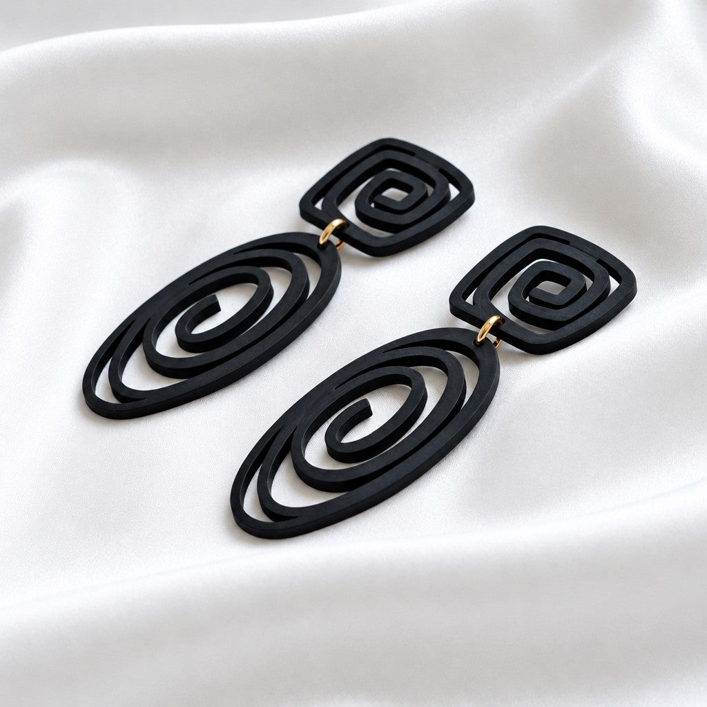 Classy Geometric Spiral Drop Earrings