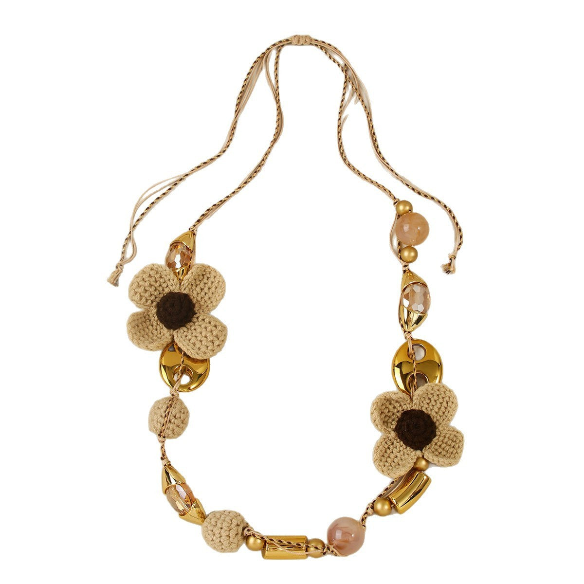 Boho Crochet Flower Long Necklace