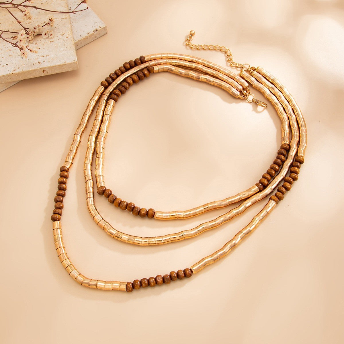 Boho Layered Tube Bead Necklace & Bracelet Set