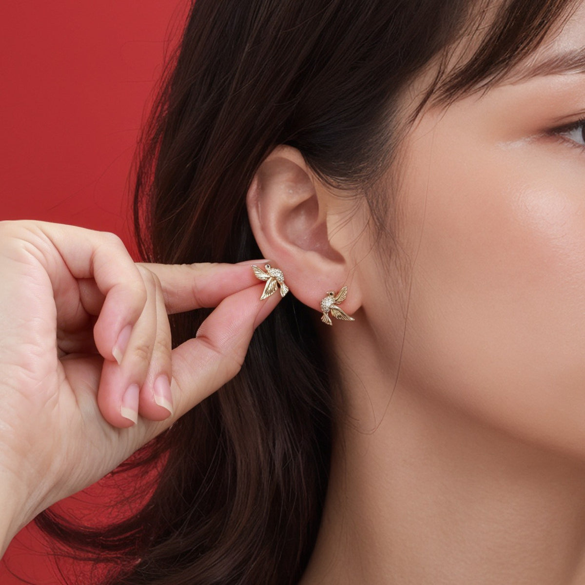 Classy Zircon Peace Dove Stud Earrings
