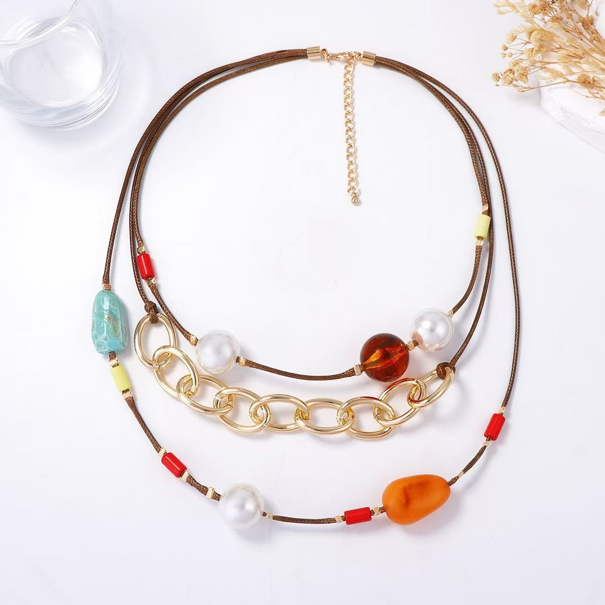 Boho Multi-Stone Layered Statement Necklace