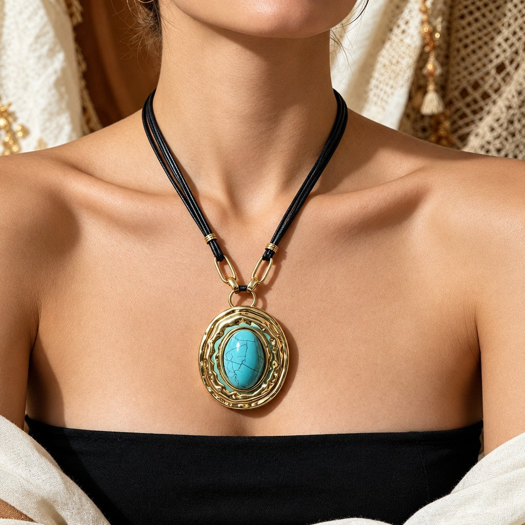 Boho Statement Floral Cord Necklace