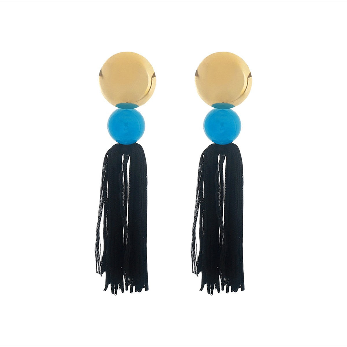 Boho Cream Disc Bead Tassel Earrings