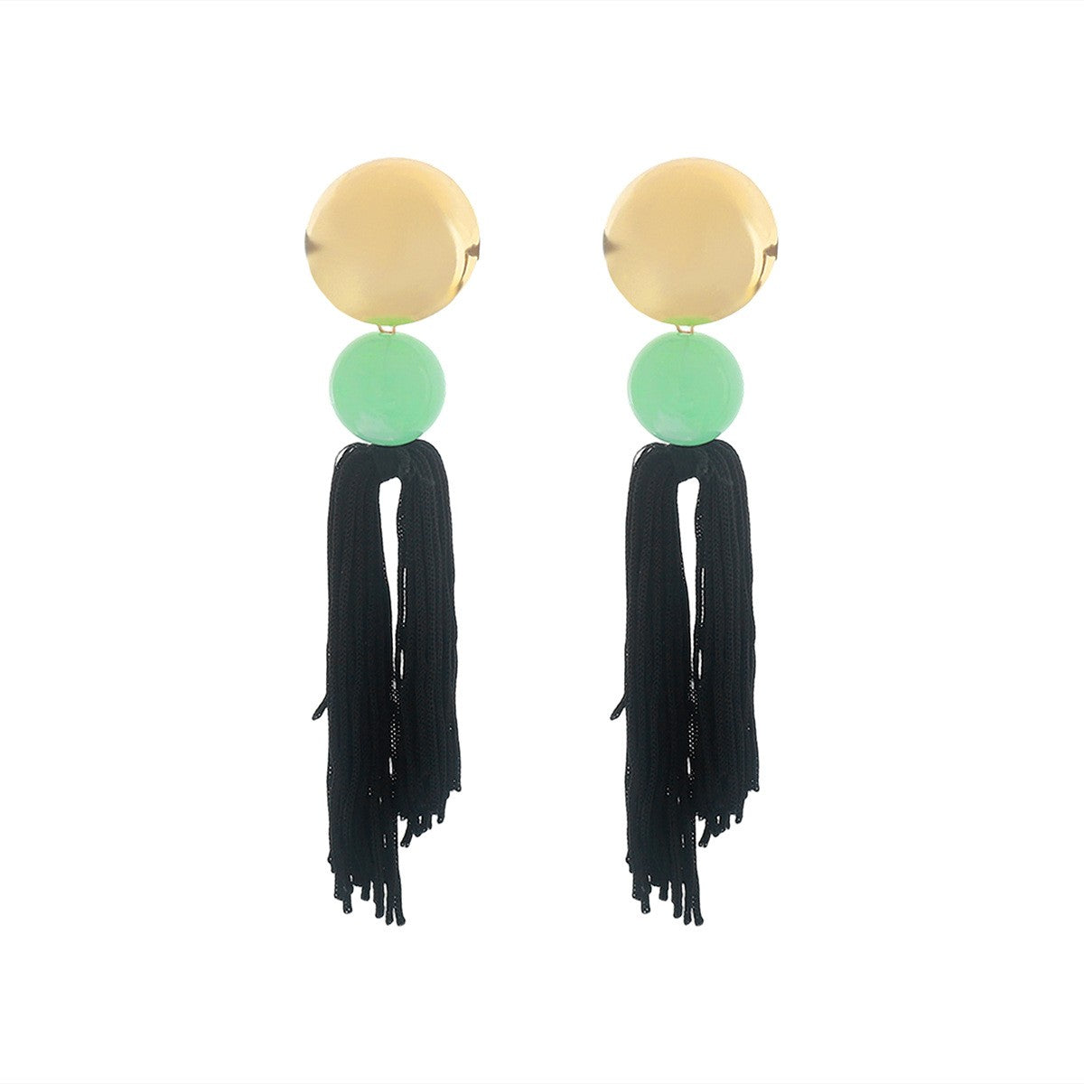 Boho Cream Disc Bead Tassel Earrings