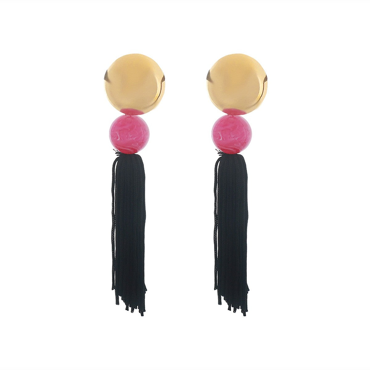 Boho Cream Disc Bead Tassel Earrings