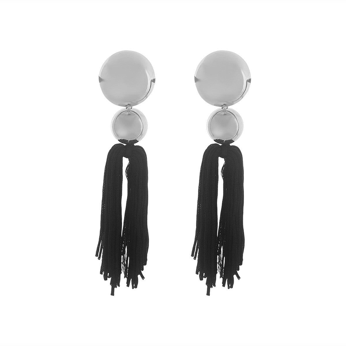 Boho Cream Disc Bead Tassel Earrings