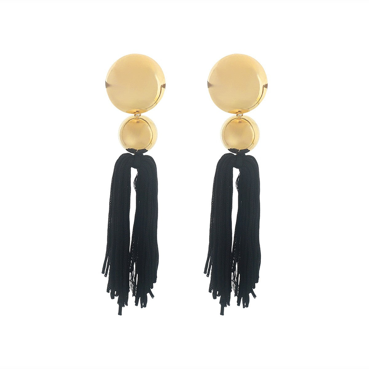 Boho Cream Disc Bead Tassel Earrings