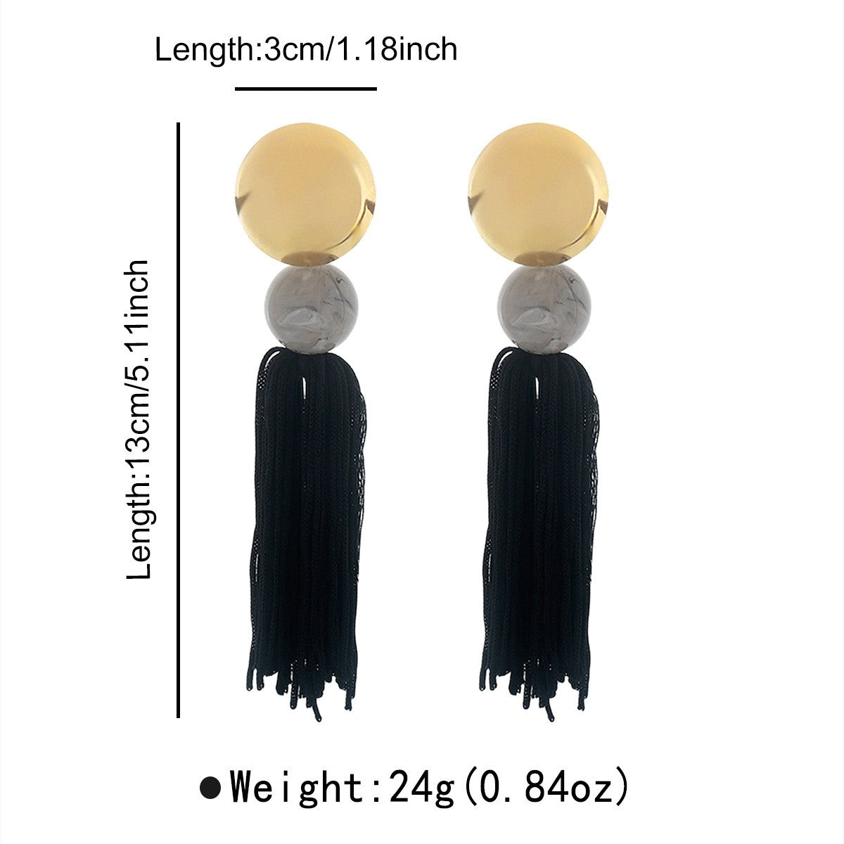 Boho Cream Disc Bead Tassel Earrings