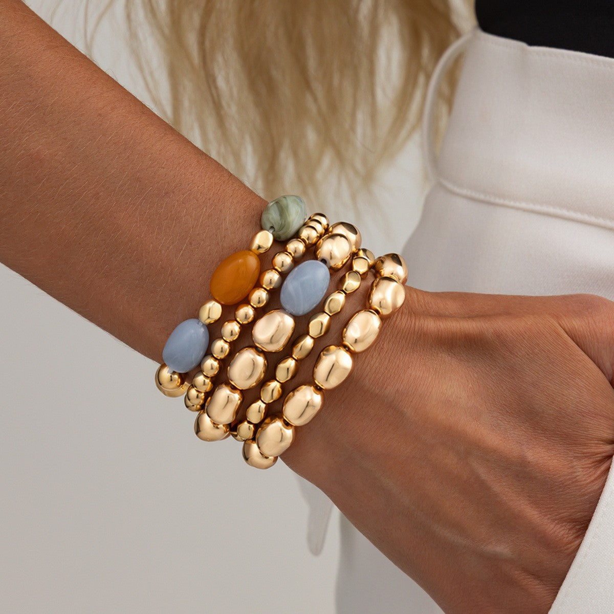 Boho Vintage Resin Bead Bracelet Stack