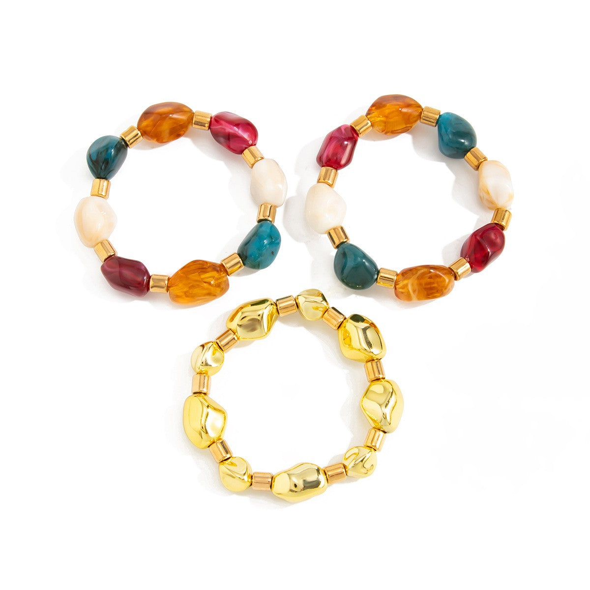 Boho Vintage Resin Bead Bracelet Stack