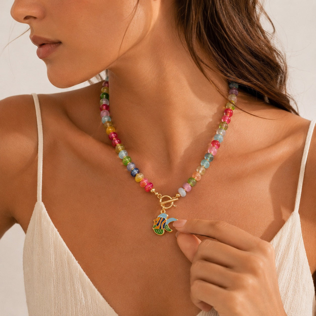 Playful Tropical Fish Beaded Necklace