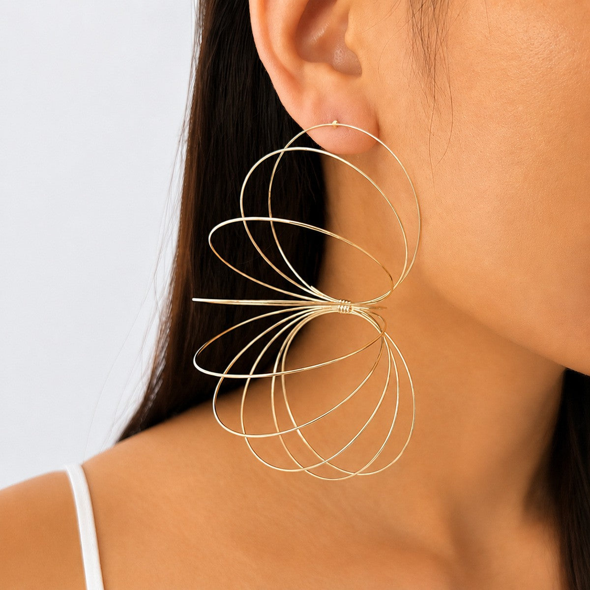 Statement Geometric Multi-Layer Wire Hoop Earrings