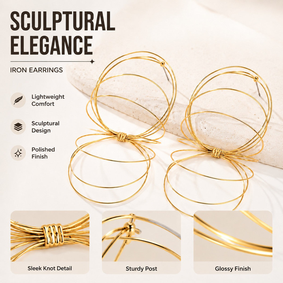 Statement Geometric Multi-Layer Wire Hoop Earrings