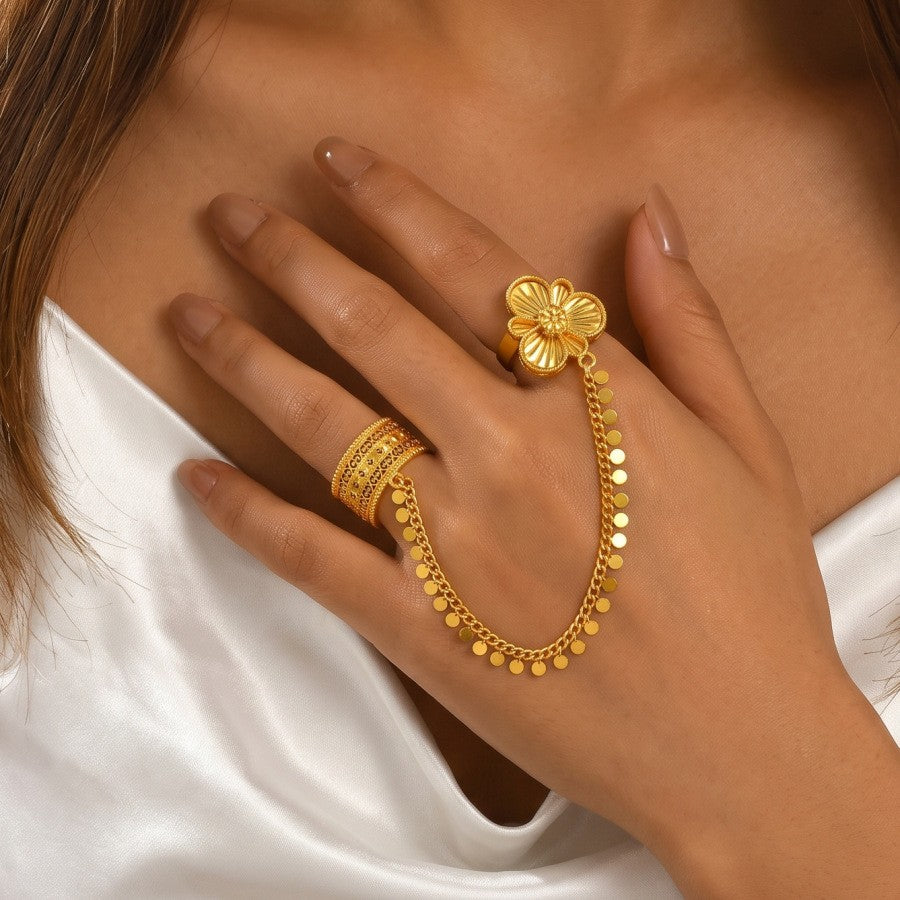 Romantic Flower Chain Ring