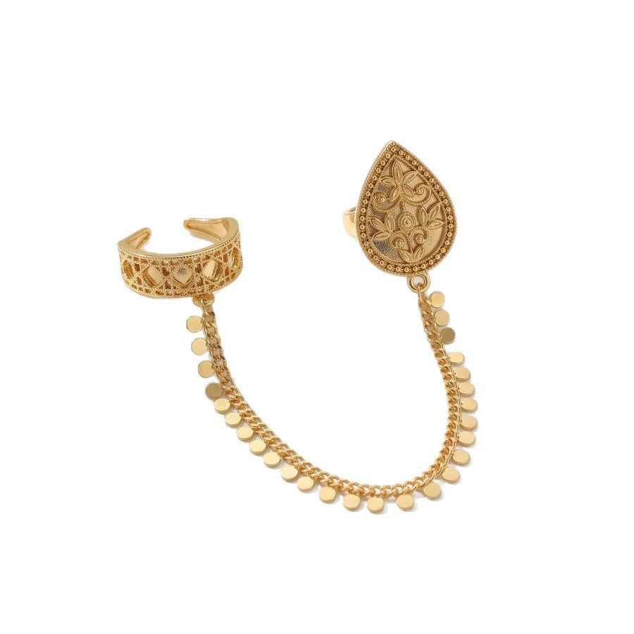 Boho Teardrop Filigree Chain Ring