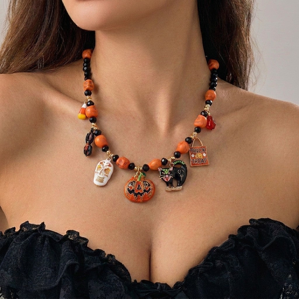 Gothic Spider Beaded Choker Necklace