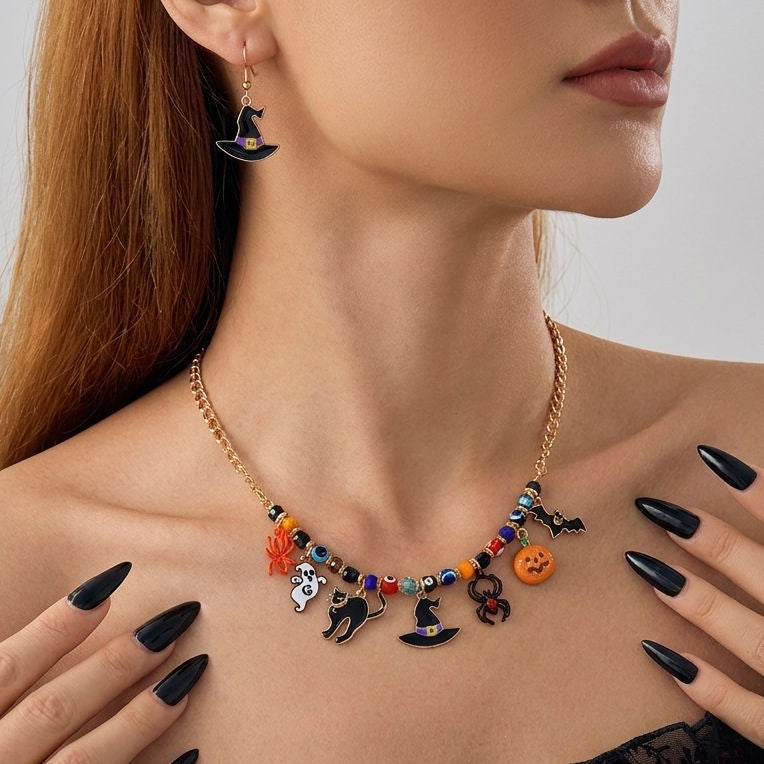 Gothic Spider Beaded Choker Necklace