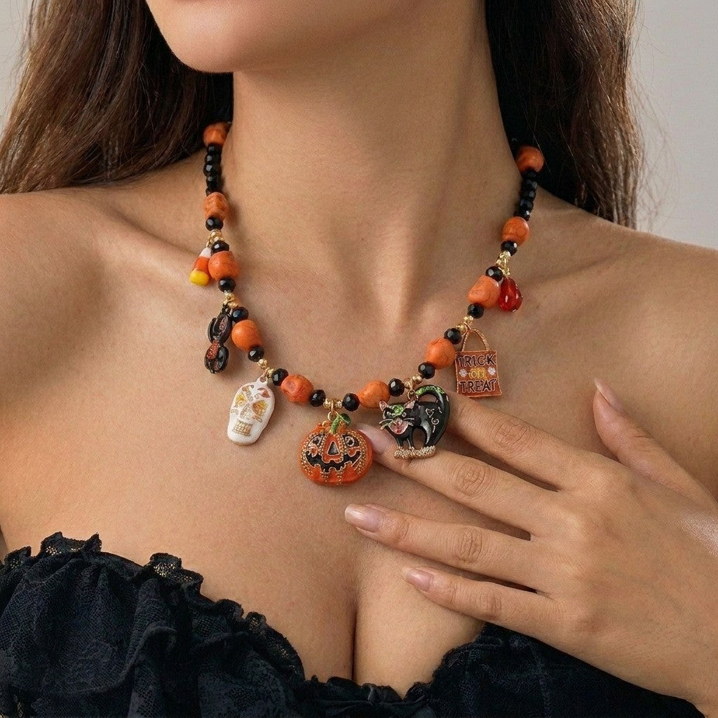 Gothic Spider Beaded Choker Necklace