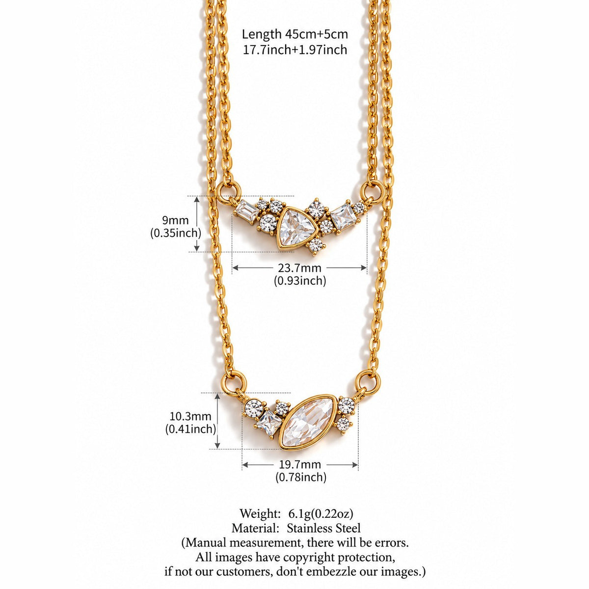 Dainty Multi-Shape Zirconia Layered Necklace Set
