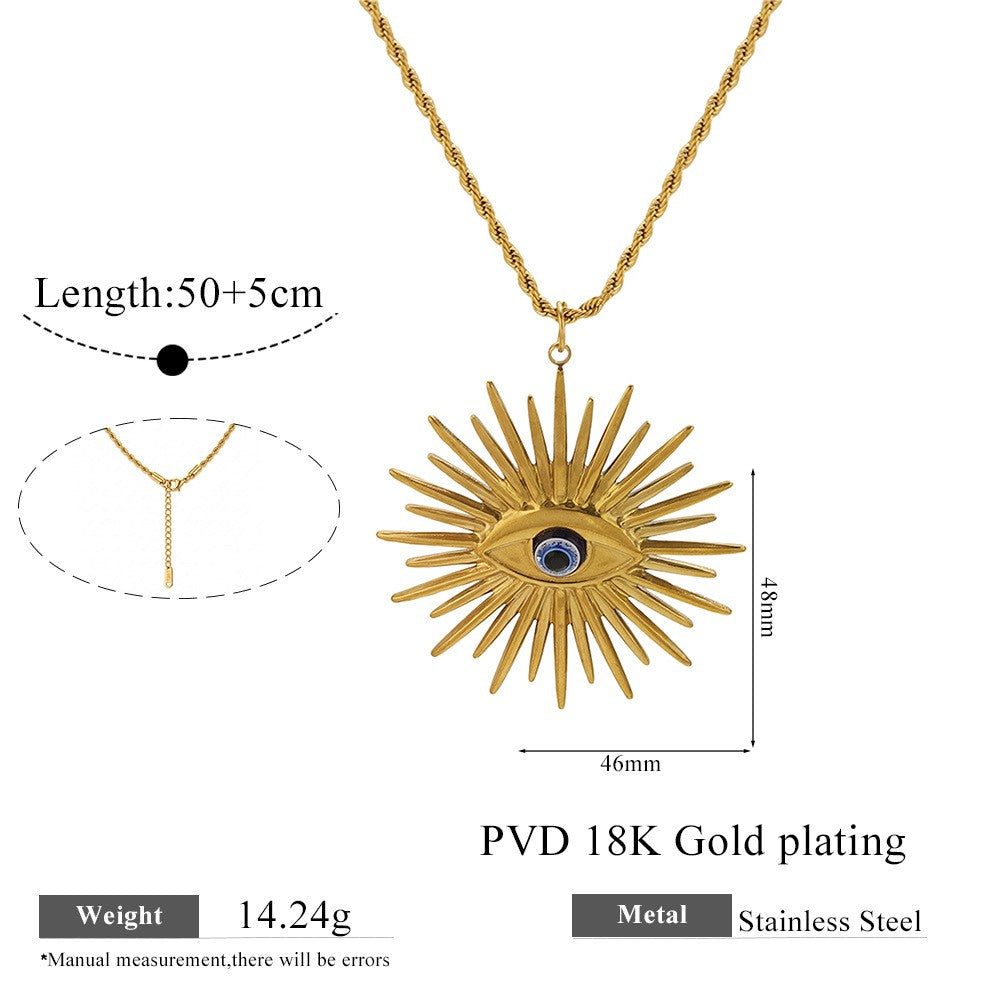 Vintage Sun & Heart Evil Eye Necklace