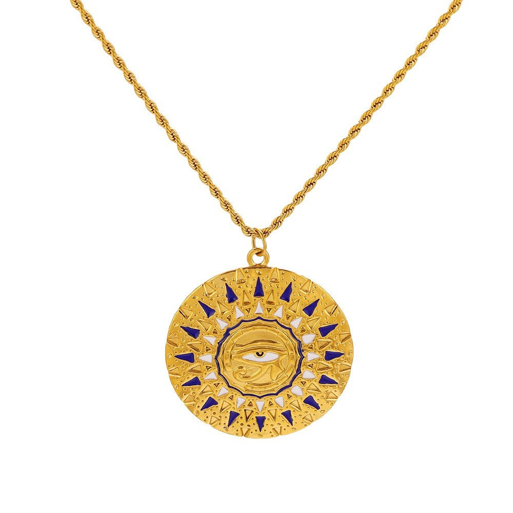 Vintage Sun & Heart Evil Eye Necklace