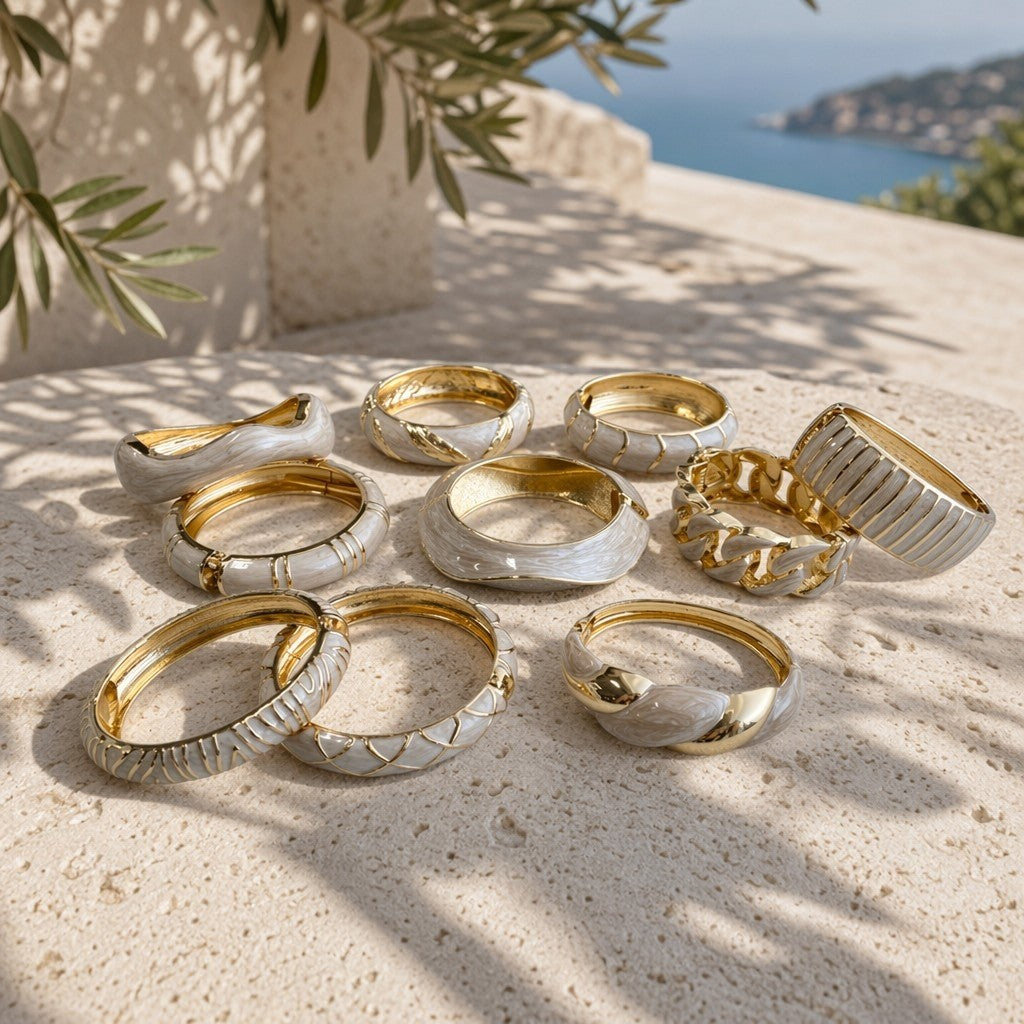 Classy Cream Enamel Bangle Set