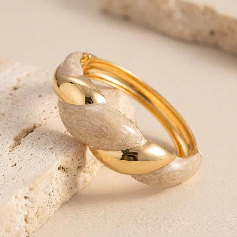 Classy Cream Enamel Bangle Set