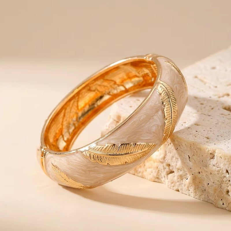Classy Cream Enamel Bangle Set