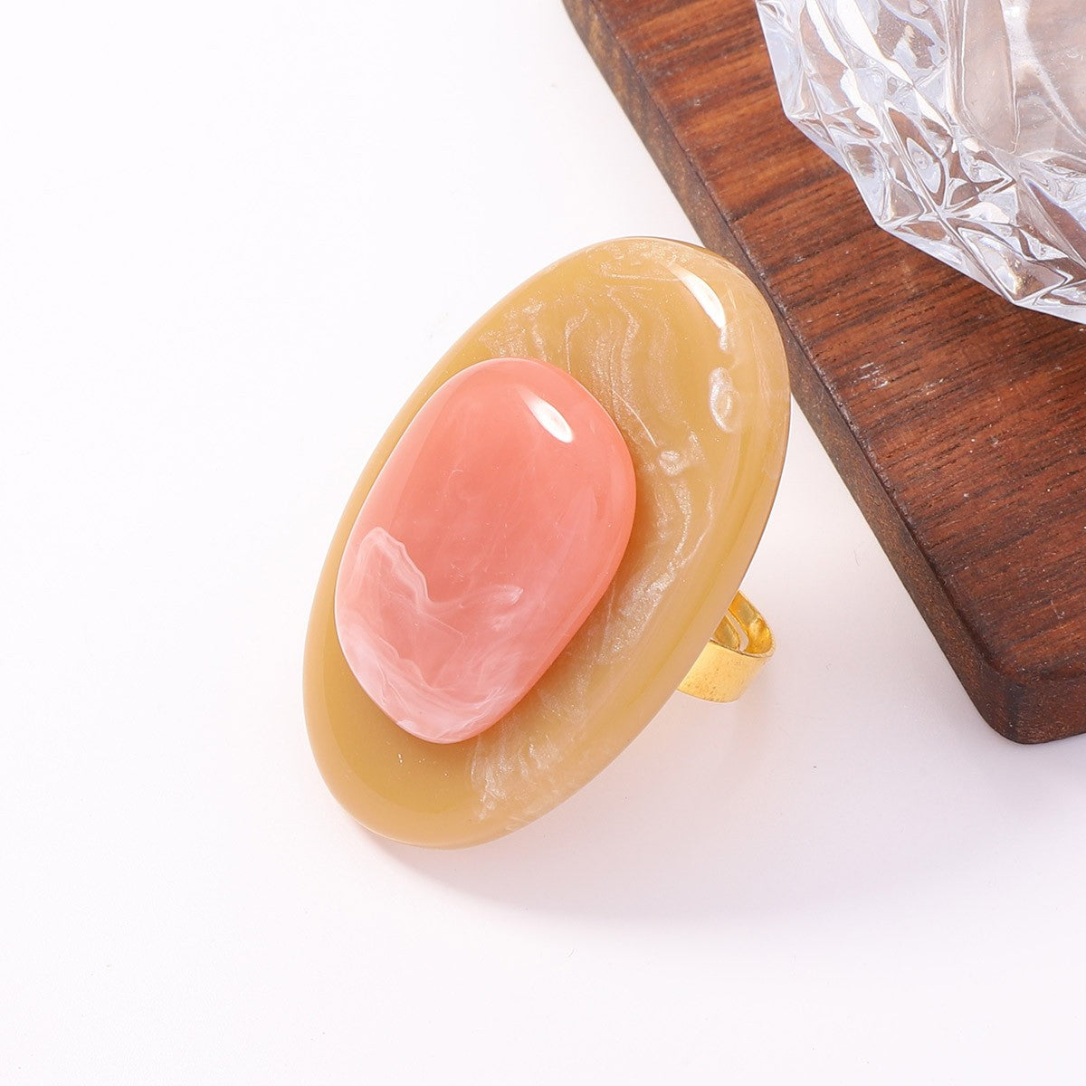Classy Color Block Oval Resin Ring