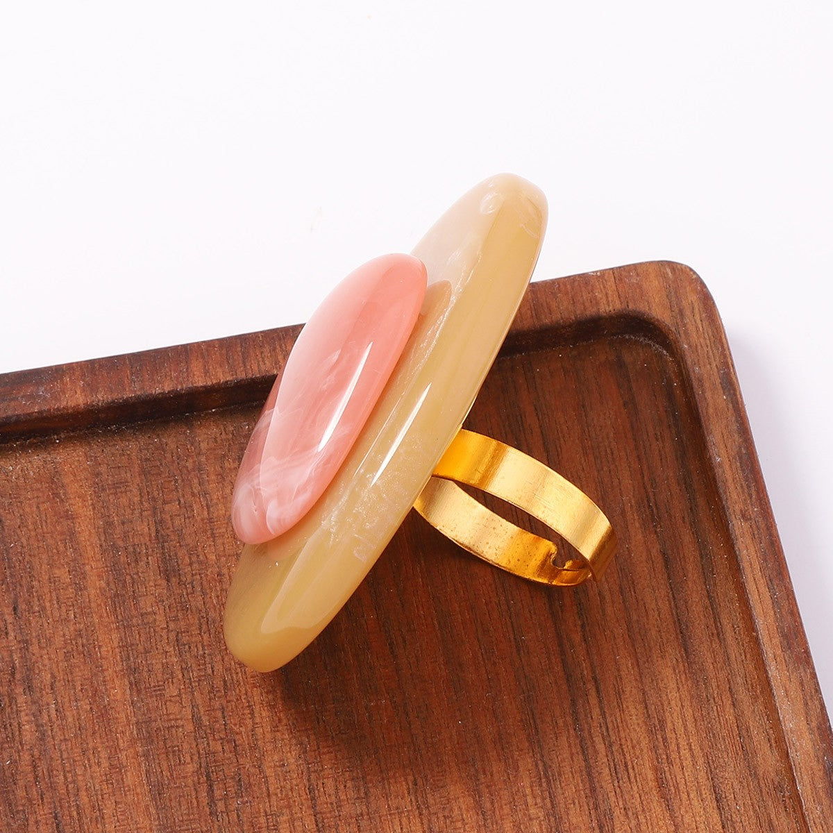 Classy Color Block Oval Resin Ring