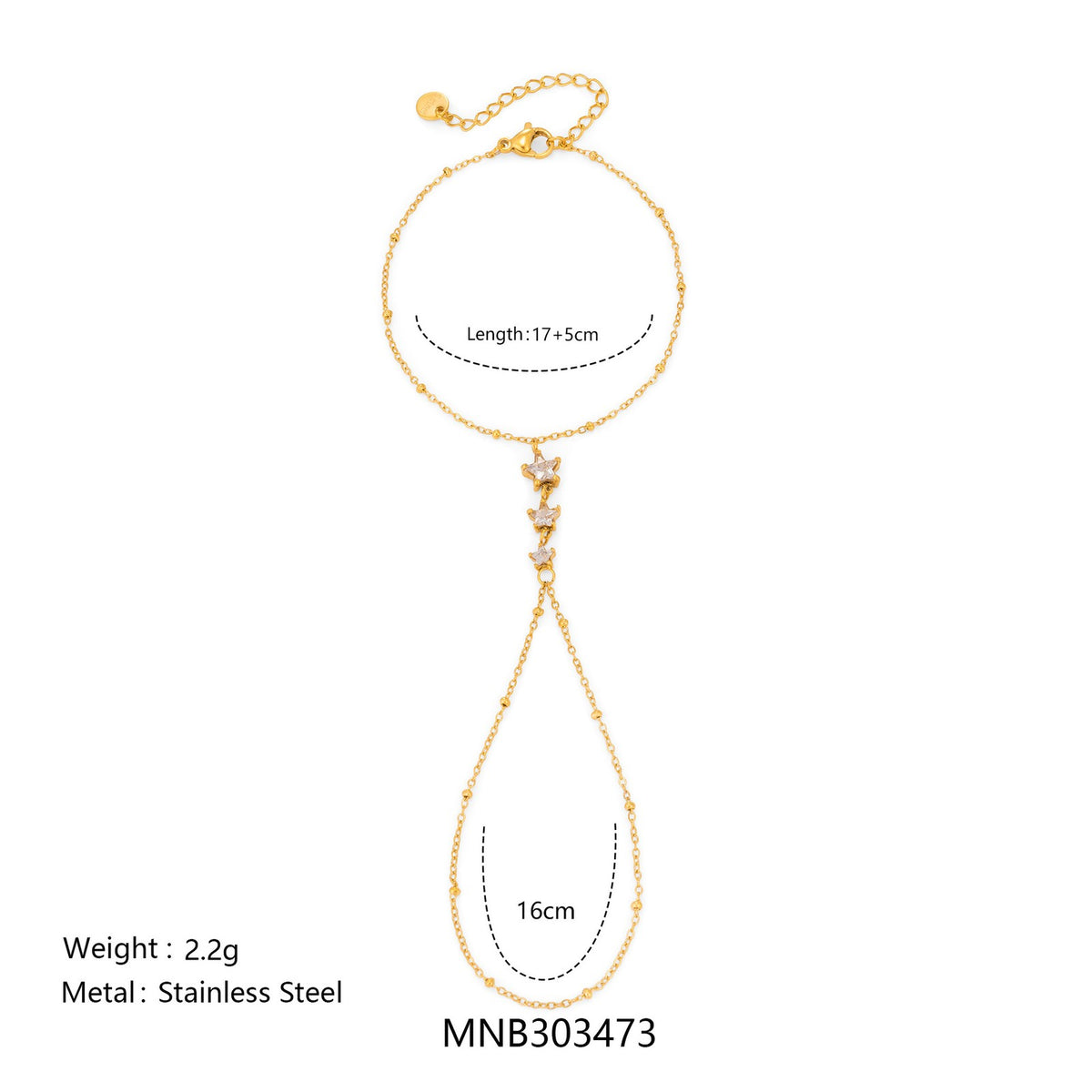 Dainty Multicolor Star Hand Chain Bracelet