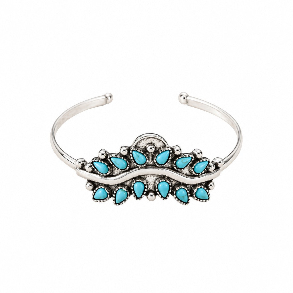 Boho Vintage Turquoise Crown Cuff Bracelet