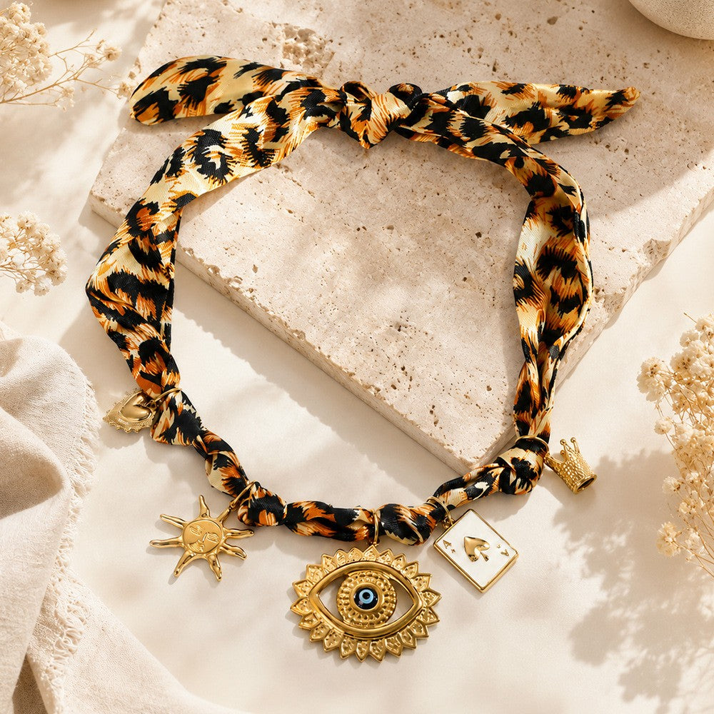 18k Boho Woven Evil Eye Charm Necklace