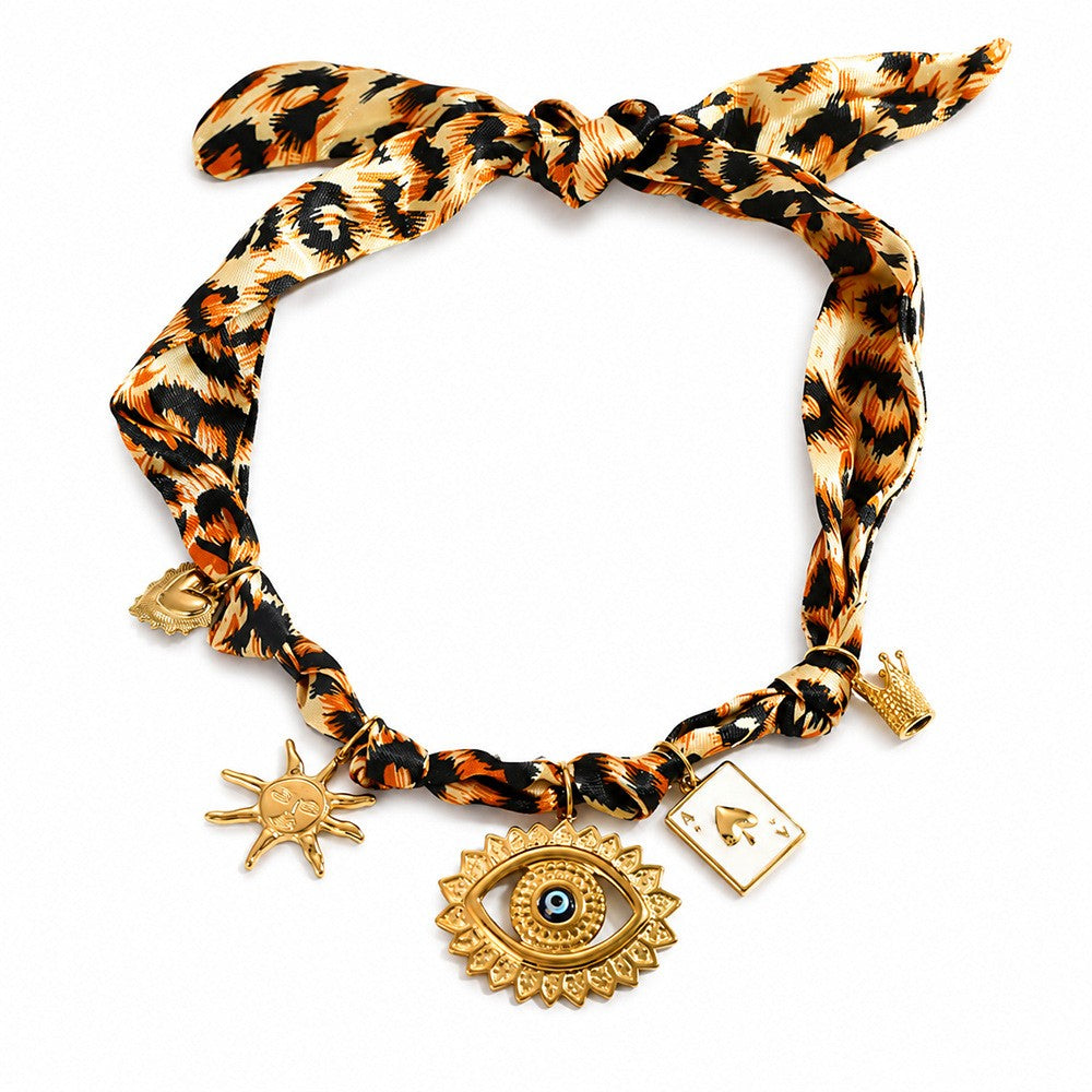 18k Boho Woven Evil Eye Charm Necklace