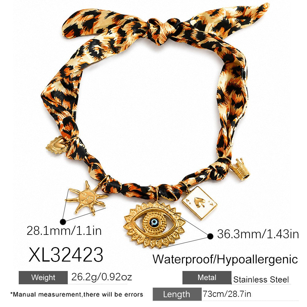 18k Boho Woven Evil Eye Charm Necklace