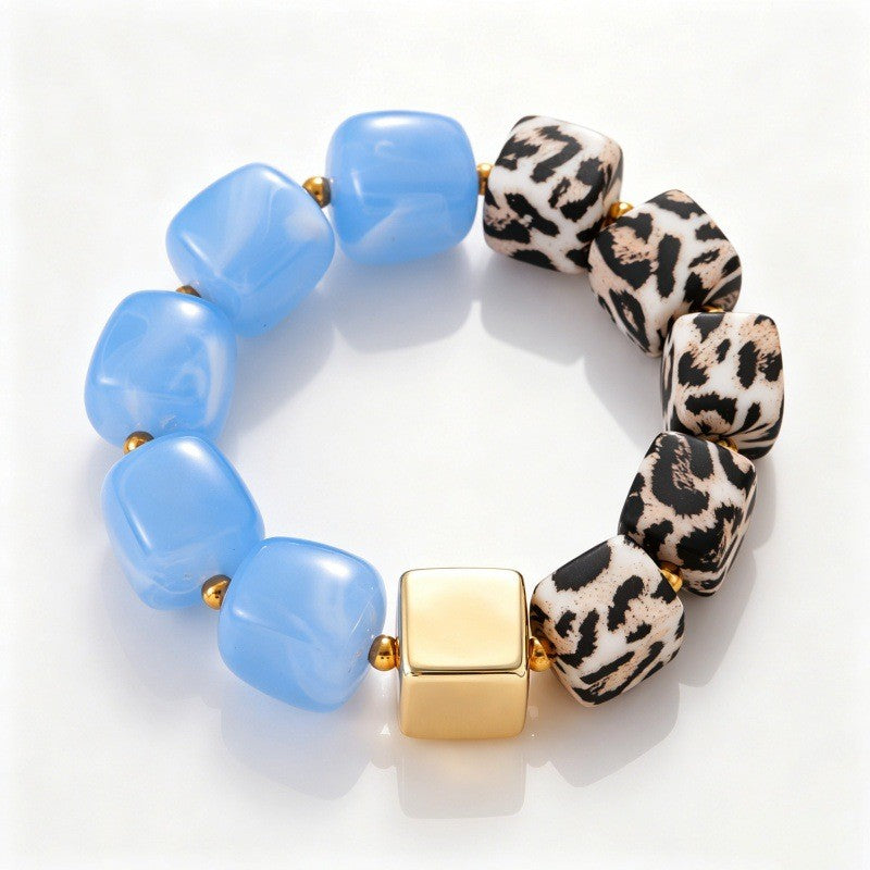 Boho Chunky Resin Square Bead Bracelet Set