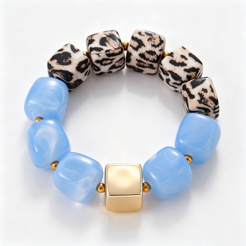 Boho Chunky Resin Square Bead Bracelet Set
