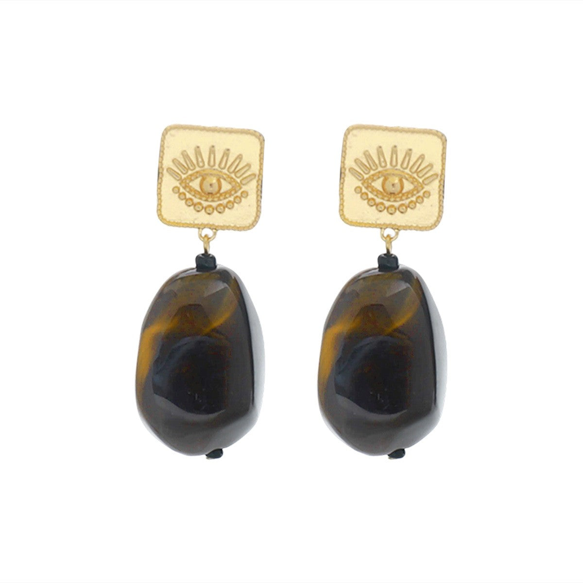 Vintage Teal Marbled Resin Evil Eye Drop Earrings