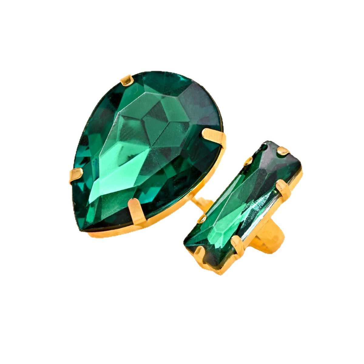 Classy Green Teardrop Statement Ring